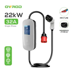 Ovrod Level 2 Elektroauto-Ladestation Schnelle Wallbox 22 kW Type 2 tragbare Ladestation für Zuhause Ev-Ladegerät für Zuhause mit WLAN