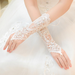 2019 cristaux perlés gants de <span class=keywords><strong>mariage</strong></span> gants de mariée longueur sans doigts opéra dentelle appliques strass gants de <span class=keywords><strong>mariage</strong></span> - Product Image 5