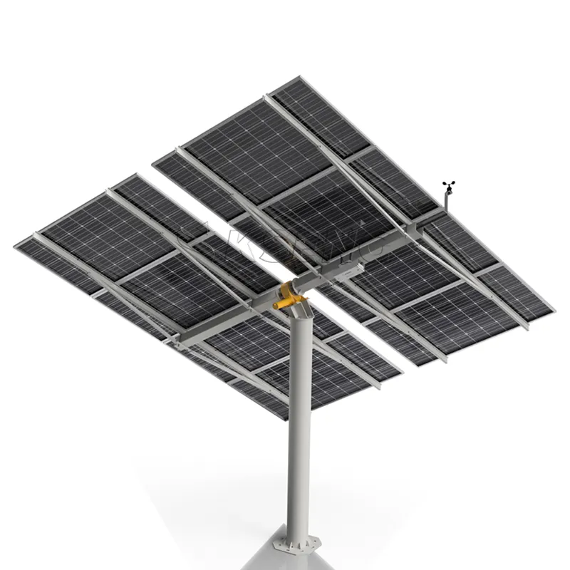 Sistema di scaffalature solari in metallo terrestre staffe solari inclinabili a montante singolo sistema di inseguimento solare montaggio a pannello