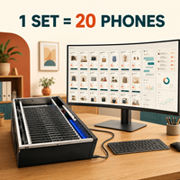 Rak Motherboard Android 20 Slot Kotak Farm Ponsel Kabinet Kontrol Perangkat Lunak Terpadu untuk Tugas Otomatis Pertumbuhan Media Sosial
