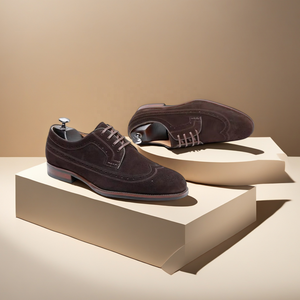 New-style Business-casual Flat Breathable Lace-up Leather Shoes Fashionable Versatile Mens British Formal Spring <strong>Suede</strong> <strong>Brogue</strong> - Product Image 3