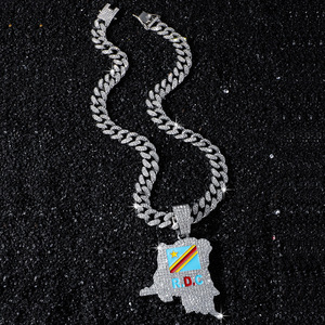 Collar de Cadena de Bambú de Aleación de Zinc para Hombre, Estilo Hip-hop, Personalidad, <span class=keywords><strong>Mapa</strong></span> de la República de Congo, África, Novedad Transfronteriza de <span class=keywords><strong>Europa</strong></span> y Estados Unidos - Product Image 3