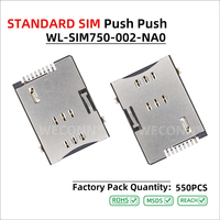WECONN WL-SIM750-002-NA0 Connecteur de carte SIM 6 broches + 2 H=1.80mm à détection par pression, montage en surface, personnalisable