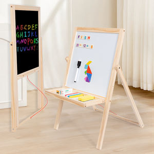 لوح رسم خشبي كلاسيكي <span class=keywords><strong>2</strong></span> في 1 مخصص للأطفال، ألعاب تعليمية مبكرة للأولاد والبنات - Product Image 1