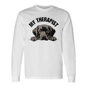 Mi terapeuta es un perro, cita de amante de las mascotas, camiseta de manga larga con diseño de terapia de labrador - Product Image 1