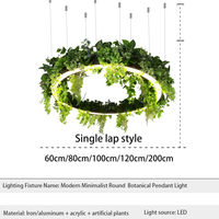 Lustre moderne à LED créatif pour bureau, suspension décorative en fer avec plantes vertes suspendues, luminaire d'intérieur à intensité variable bicolore