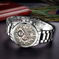 Montre de luxe pour homme en alliage à quartz, étanche, chronographe, phase de lune, date, cadran rotatif