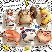 Porte-clés en peluche chat banane pleurant tendance, jouet sonore doux et couineur, cadeau Kawaii Meme pour sac, école, décoration de rétroviseur de voiture