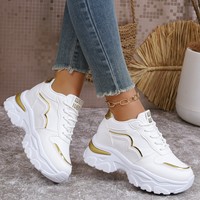 Nouvelles Chaussures Décontractées à Plateforme pour Femmes, Tendance Automne-Été, Respirantes, à Lacets, Rehaussantes, pour la Marche et l'Extérieur