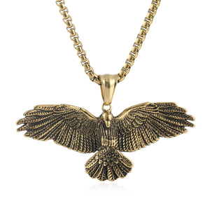 Pendentif Aigle en Acier Inoxydable avec Chaîne Couleur Argent Bijoux de Mode pour Hommes Pendentifs Thématiques Chaîne Perle Carrée 3.0*60cm - Product Image 5