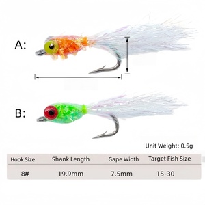 Vente flash 19,9 mm 8 #   Hameçons 2 couleurs, 5 pièces par boîte, phosphorescents pour brochet et lucioperche, leurres de pêche artificiels réfléchissants à flash - Product Image 2