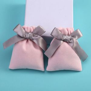 Low MOQ Custom Logo Printing Drawstring Pouch Small Custom <b>Green</b> Pink Jewelry Gift <b>Velvet</b> Bag for Small Business - Product Image 4