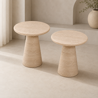Table basse moderne en travertin beige pour salons de luxe
