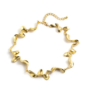 Irregular Fashionable Liquid Lava <strong>Metal</strong> Texture Water Corrugated <strong>Collar</strong> Frosty Wind Geometric Twist Design <strong>Gold</strong> Plated Necklace - Product Image 1