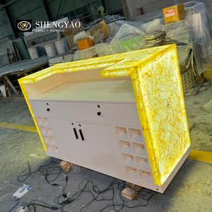 Comptoir de réception en cristal de quartz <span class=keywords><strong>jaune</strong></span> rétroéclairé, pierre semi-précieuse, avec éclairage LED pour entreprise, hôtel, villa - Product Image 5