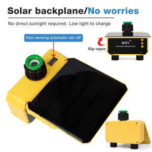 Minuteur d'arrosage solaire WiFi avec batterie intégrée, contrôleur d'arrosage automatique 2 zones pour plantes - Product Image 4