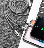 Individuelles Logo Nylon Typ-C Winkel-3-in-1-Ladekabel Geflochtene Abschirmung USB 5V2A Reinkupferleiter für Kamera Handy Computer