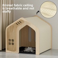 Vente flash - Villa pour animaux de compagnie en bois massif toute saison, respirante, imperméable, chaude, facile à assembler, pour chiens et chats de petite et moyenne taille
