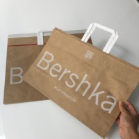 100% sacs de courrier en papier kraft biodégradables 125gsm avec poignée/100% sac en papier express et à provisions recyclable avec poignée