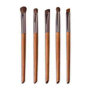 5-Piece Horsehair Makeup Brush Set Wooden Handle Natural Hair <b>Eye</b> <b>Shadow</b> Brushes - Product Image 3