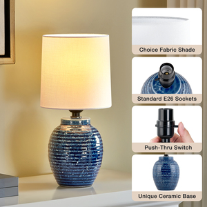 Cổ điển 13.75 "gốm LED bảng đèn Set với thiết kế linh hoạt nhỏ cạnh giường ngủ & bàn sử dụng cho phòng ngủ phòng khách & văn phòng - Product Image 3