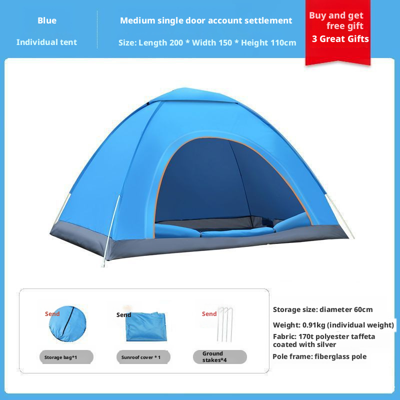 2-3 people single door + skylight-blue-top cover
