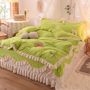 Bộ ga giường cotton đã qua xử lý, bộ chăn ga gối đệm, vỏ chăn, ga trải giường, vỏ gối, mềm mại, họa tiết bướm, dùng cho nhà ở, khách sạn, phòng ngủ - Product Image 6