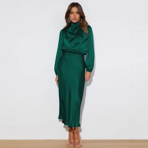 Popolare <span class=keywords><strong>Abito</strong></span> da Sera Elegante da Donna in <span class=keywords><strong>Raso</strong></span> a Maniche Lunghe di Alta Gamma per l'Autunno - Product Image 1
