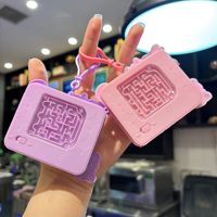 Porte-clés en métal Kawaii mini peint à la main, style dessin animé, pour sac d'école, anti-stress, cadeau, vente en gros