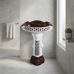 Lavabo de pedestal completo de diseñador negro Dolphin Zebra Vitrosa Lavabo Juego de fregadero Estilo esterlina India Precio al por mayor - Product Image 2