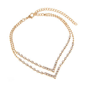 क्रॉस-बॉर्डर नए वी-आकार के ट्रेंडी मिश्र धातु सोने की प्लेटेड टखट राइनस्टान क्लैव सरल बहु-परत गर्मियों समुद्र तट महिलाओं के ए 035 - Product Image 2