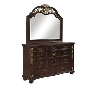 Elegant Traditional 3-Drawer <b>Nightstand</b> - Gold Ornate Accents, Curved Drawer Fronts, Ball Feet, Bedroom Storage Furniture - Product Image 3