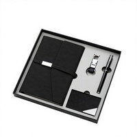 Ensemble de papeterie d'entreprise avec logo personnalisé, bloc-notes à boucle, porte-cartes, porte-clés, coffret cadeau promotionnel d'entreprise 4 en 1