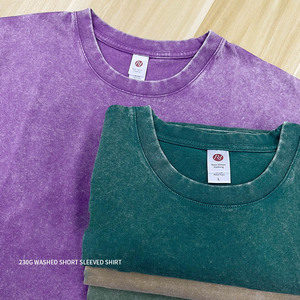 Bán buôn 230gsm Heavyweight tinh khiết Bông rửa đau khổ Retro người đàn ông của T-Shirts - Product Image 2