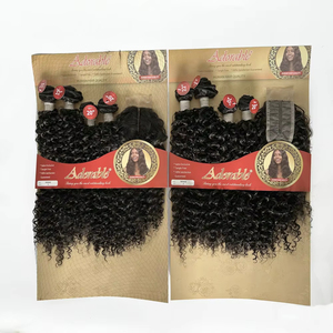 BELEZA WINNIE Extensiones de Cabello Sintético Rizado Profundo <span class=keywords><strong>con</strong></span> Cierre de Encaje 4x4, Resistentes al Calor, Sin Enredos, 20 22 Pulgadas, para <span class=keywords><strong>Mujeres</strong></span> Negras - Product Image 6