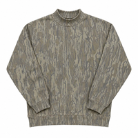 Sweat-shirt camouflage vintage délavé OEM, épaules tombantes, 65% polyester 35% coton, streetwear, col montant oversize, neutre, pull d'extérieur