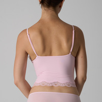 Camisola Corta SUHE con Encaje y Cintura Ajustada para Mujer, Sin Costuras, Transpirable, Ecológica, de Spandex/Nylon de Alta Elasticidad