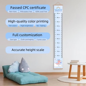 <span class=keywords><strong>Tableau</strong></span> de croissance pour enfants avec motifs animaux, en toile amovible à suspendre au mur, avec boîte cadeau en bois - Product Image 2