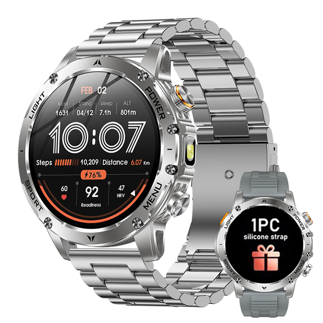 AK82 Smart Watch 1.8" HD for Call IPX8 Waterproof HR SpO2 Multi-Sport Step Counter Calories Sleep AI Music Silicone Band