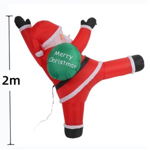 Modelo Inflable de Santa Claus Escalando la Pared de 2 Metros con Mochila Verde, Adorno Inflable para Exteriores - Product Image 6