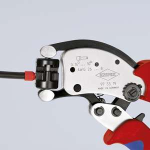 KNIPEX - 97 53 19 Twistor®Pince à sertir auto-ajustable en T pour embouts de fil avec tête de matrice rotative - Product Image 2