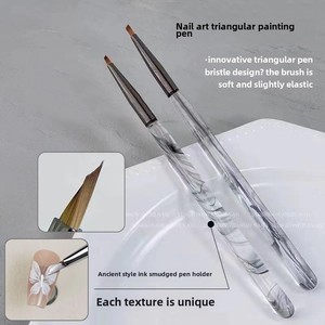 Pinceau à ongles style peinture à l'encre ancienne, manche en nylon durable pour gel acrylique, idéal pour la décoration en salon de beauté - Product Image 3