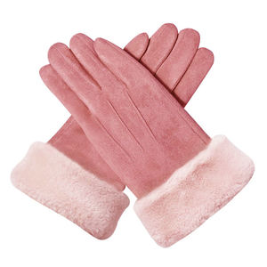 Gants d'hiver pour femmes en gros - En stock, grande quantité, gants en velours pas chers avec poignets en fausse fourrure et gants d'hiver chauffants - Product Image 2