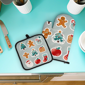 Logotipo personalizado, venta al por mayor, sublimación, cocina resistente al calor, dibujos animados personalizados, manoplas para horno y juegos de Agarraderas - Product Image 5