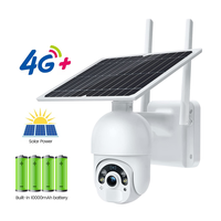 Painel solar de segurança 1080p, câmera externa 360 sem fio cctv dome ptz de segurança, com 4g, cartão sim, bateria alimentada por câmera ptz