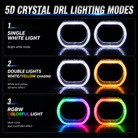 Nouvelle version améliorée 3.0 - Feux de jour Angel Eye 5D de 3 pouces - Contrôle à distance par application RGBW - Blanc, jaune, effet de poursuite - Feux LED de voiture