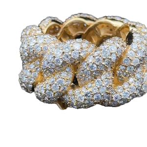 RB Gems Luxe Hommes 10K Or Jaune Baguette Bague Diamant Cubain Lien Chaîne Hip Hop Style VVS Moissanite 925 Argent Mariages - Product Image 1