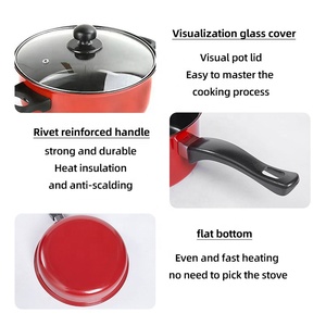 Juego de utensilios de cocina multifunción, Ollas de hierro con mango de baquelita antiadherentes, color rojo, 4 unidades - Product Image 3