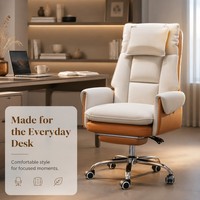 Chaise de bureau AOR en cuir simple, pour la maison, la chambre, le bureau, le café internet, design ergonomique, base pivotante, inclinaison réglable, vente en gros d'usine