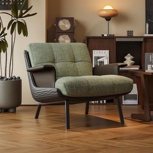 Fauteuil minimaliste italien en tissu vert capitonné, style mid-century, pour salon, fauteuil individuel - Product Image 5